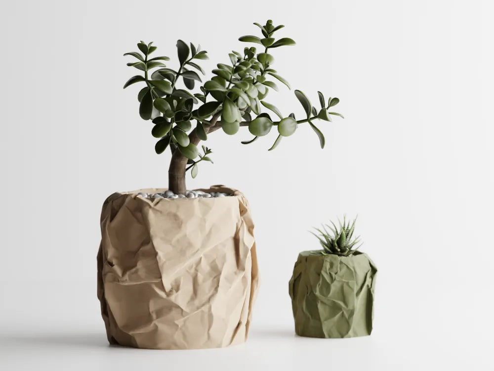 Crumbled Paper Plant Pot